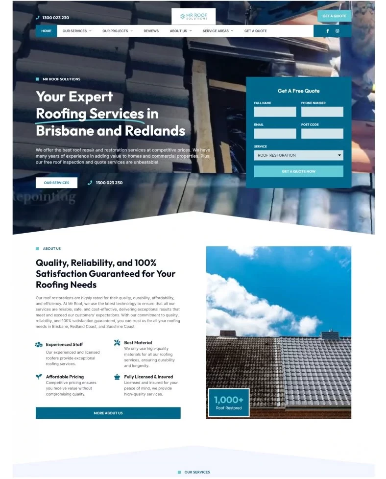 image of mr roof homepage