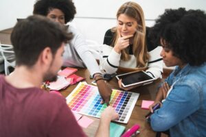 Logo designers working on logo design